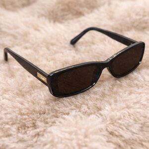 QUAY Australia Black Rectangular Sunglasses Brown Lenses Minimalist